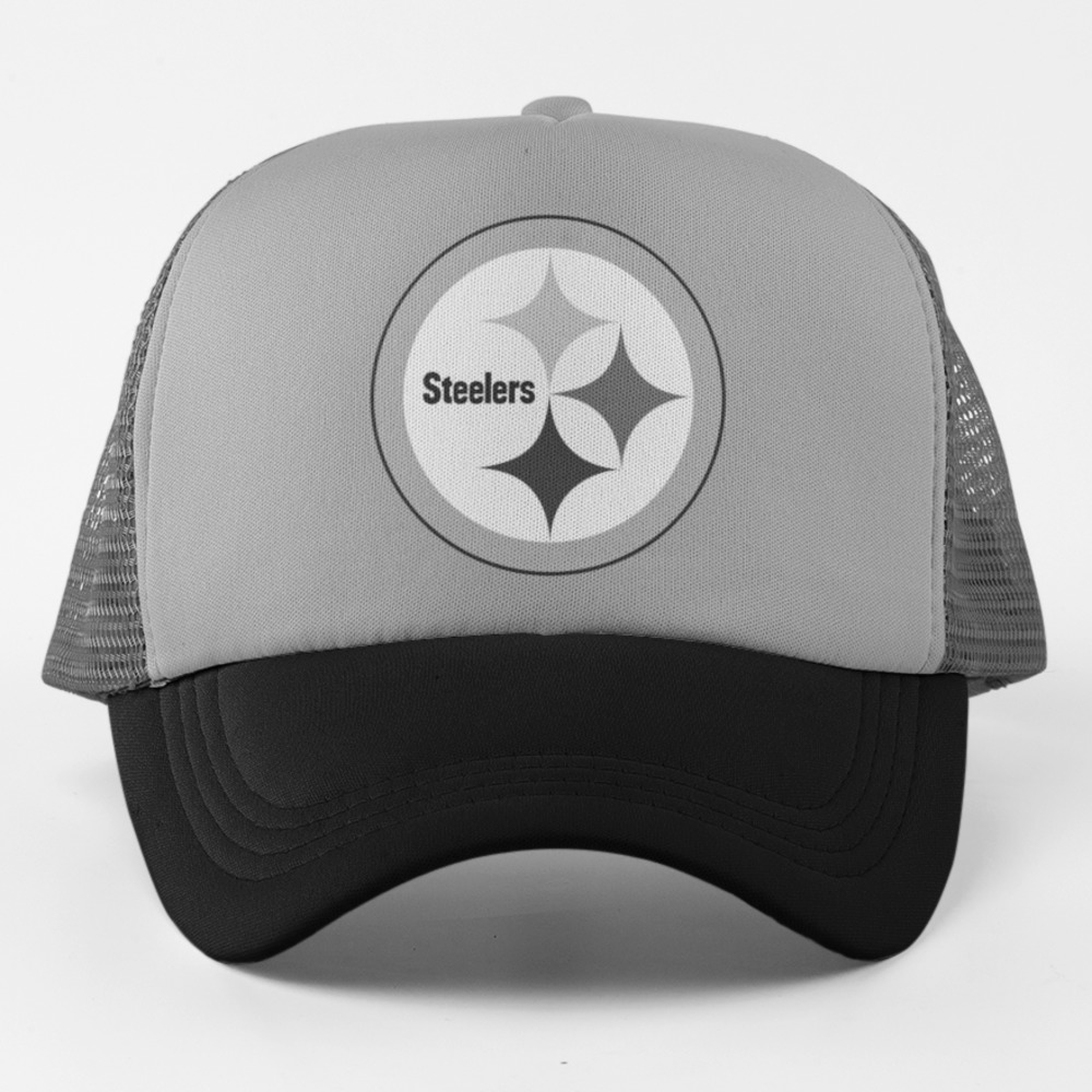 NEW Pittsburgh Steelers Greyscale Logo Foam Trucker Snapback Hat 3TONE GREY